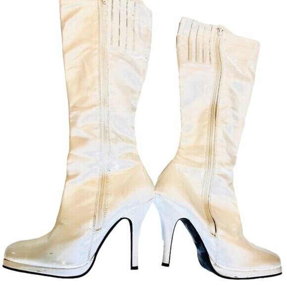 White Platform Women's Go-Go Boots Ugly Silent Disco, Cosplay Sz 10M (run small) - Picture 8 of 9